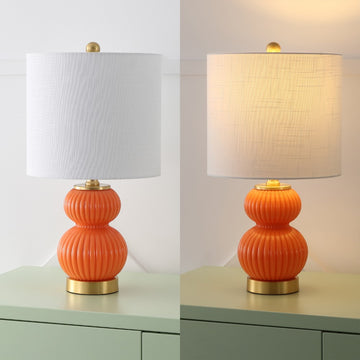 Daphne 20" Ribbed Metal/Glass LED Table Lamp